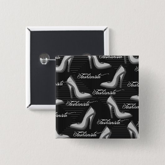 White Shoes-Fashionista-Button Vierkante Button 5,1 Cm (Voorkant /achterkant)