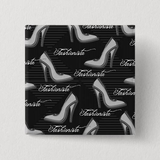 White Shoes-Fashionista-Button Vierkante Button 5,1 Cm (Voorkant)