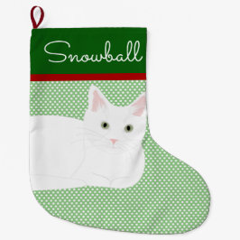White Shorthair Cat Personalized Grote Kerstsok