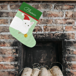 White Shorthair Santa Cat - Gepersonaliseerd Grote Kerstsok