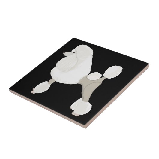 White Show Poodle Tegeltje (Zijkant)