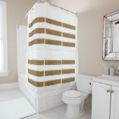 White Shower Curtain met Gold Stripes Douchegordijn (In situ)