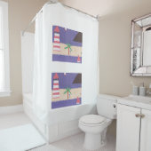 White Shower Curtain met Nautical Design Douchegordijn (In situ)