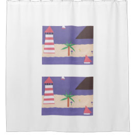 White Shower Curtain met Nautical Design Douchegordijn