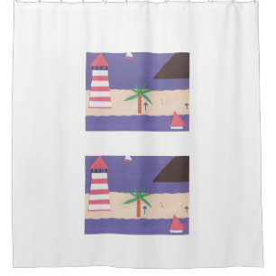 White Shower Curtain met Nautical Design Douchegordijn