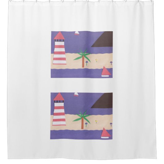 White Shower Curtain met Nautical Design Douchegordijn (Voorkant)