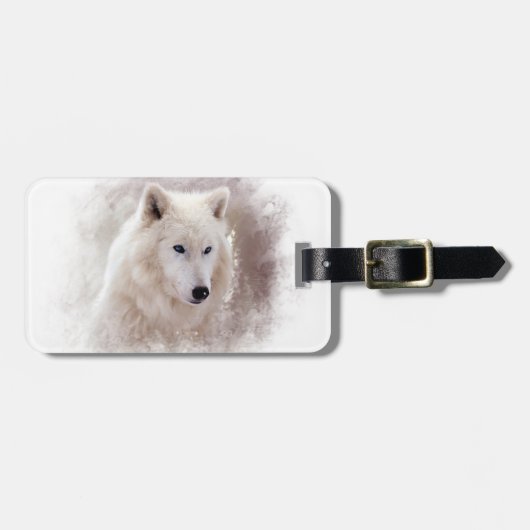 WHITE SIBERIAN HUSKY. BAGAGELABEL (Voorkant horizontaal)