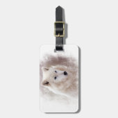 WHITE SIBERIAN HUSKY. BAGAGELABEL (Voorkant verticaal)