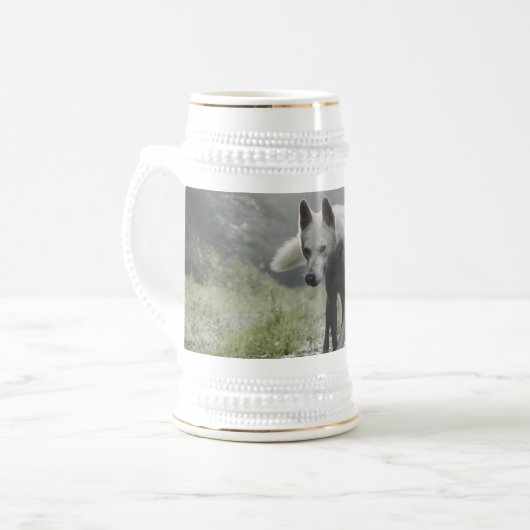 White Siberian Husky Bierpul (Voorkant links)