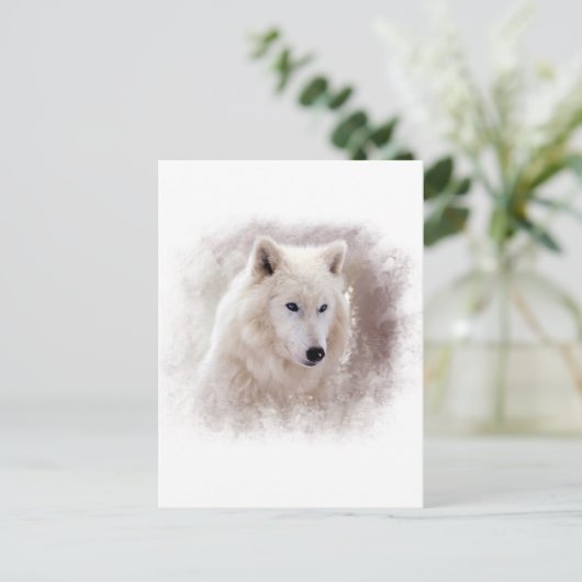 WHITE SIBERIAN HUSKY. BRIEFKAART (Staand voorkant)