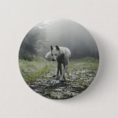 White Siberian Husky Button (Voorkant)