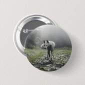 White Siberian Husky Button (Voorkant /achterkant)