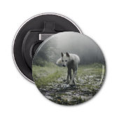 White Siberian Husky Button Flesopener (Voorkant)