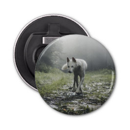 White Siberian Husky Button Flesopener