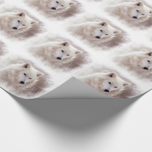 WHITE SIBERIAN HUSKY. CADEAUPAPIER (Hoek)