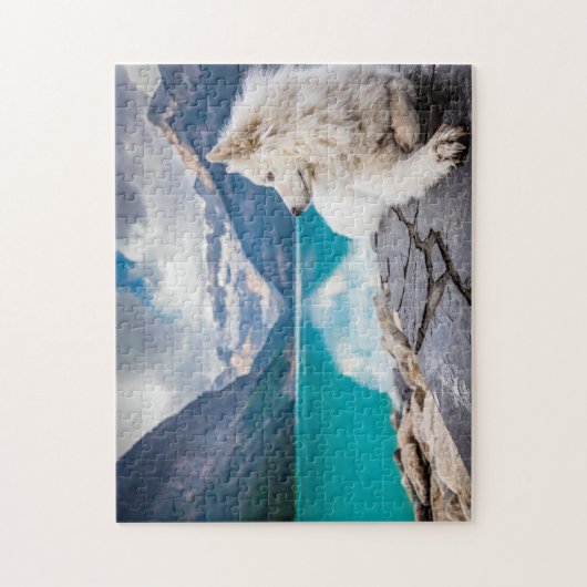 White Siberian Husky Canada Lake Legpuzzel (Verticaal)