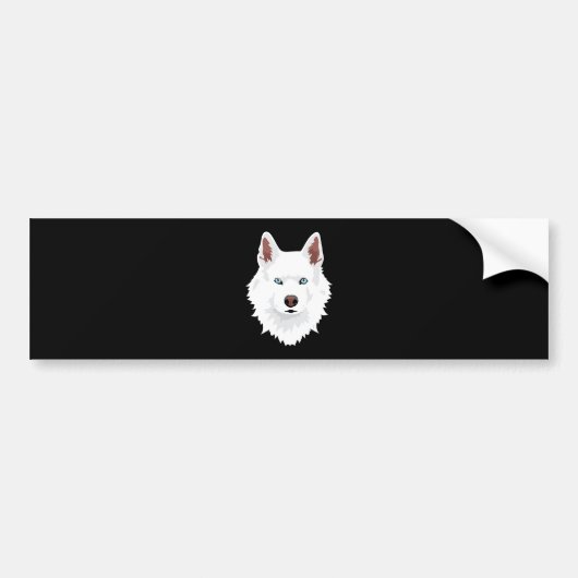 White Siberian Husky Canine - White Snow Dog Bumpersticker (Voorkant)