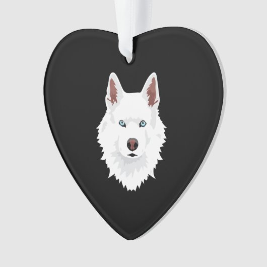 White Siberian Husky Canine - White Snow Dog Ornament (voorkant)