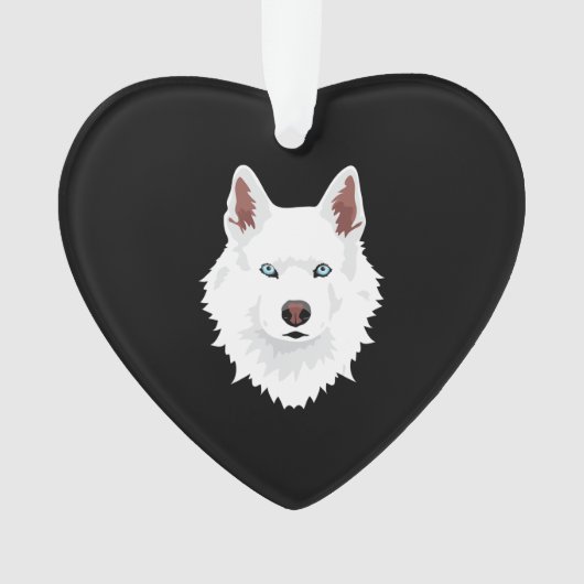 White Siberian Husky Canine - White Snow Dog Ornament (voorkant)