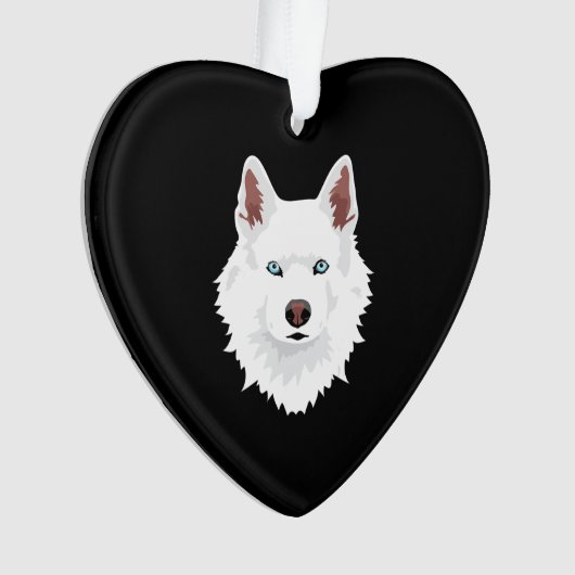White Siberian Husky Canine - White Snow Dog Ornament (voorkant)