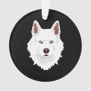 White Siberian Husky Canine - White Snow Dog Ornament