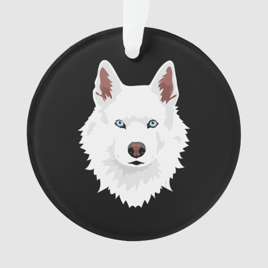 White Siberian Husky Canine - White Snow Dog Ornament (voorkant)