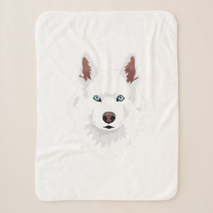 White Siberian Husky Canine - White Snow Dog Sherpa Deken