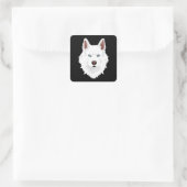 White Siberian Husky Canine - White Snow Dog Vierkante Sticker (Tas)