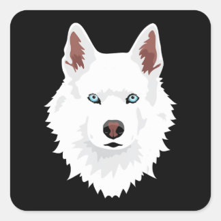 White Siberian Husky Canine - White Snow Dog Vierkante Sticker