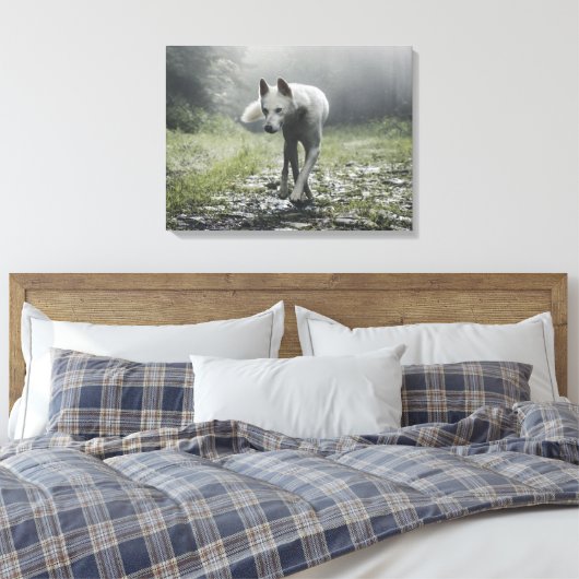 White Siberian Husky Canvas Afdruk (Insitu (Slaapkamer))
