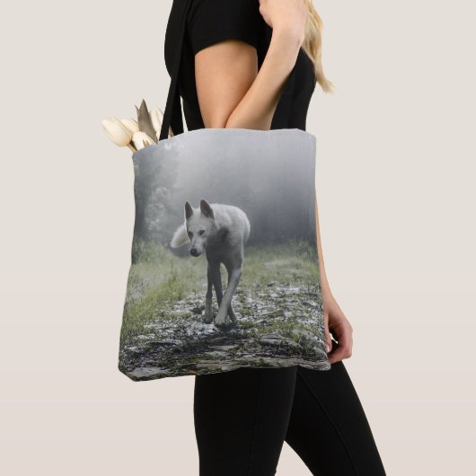 White Siberian Husky Canvas tas (Dichtbij)