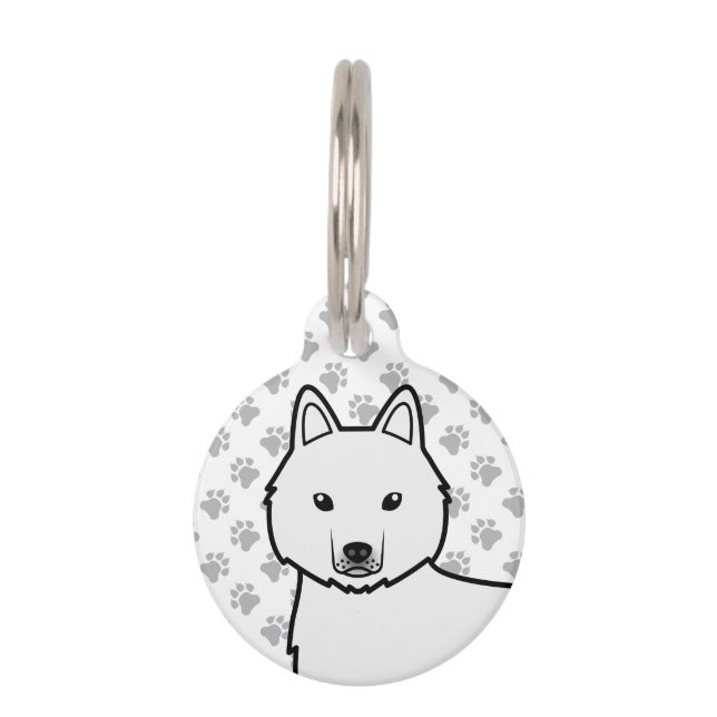 White Siberian Husky Cartoon Dog Head Huisdierpenning (Voorkant)