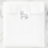 White Siberian Husky Cute Cartoon Dog Ronde Sticker (Tas)