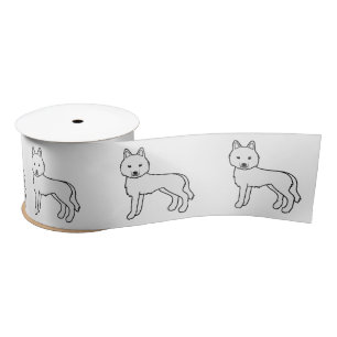 White Siberian Husky Cute Cartoon Dog Satijnen Lint