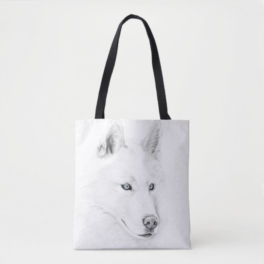 White Siberian Husky Drawing Art Tas (Voorkant)