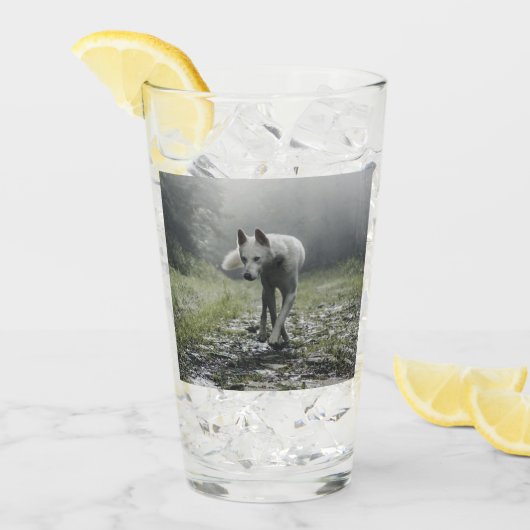 White Siberian Husky Glas (Voorkant ijs)