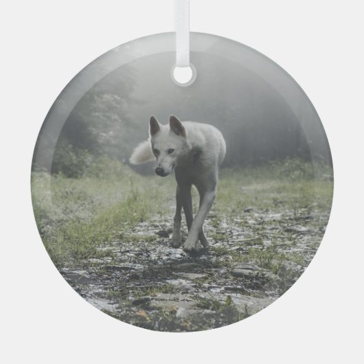 White Siberian Husky Glas Ornament (Voorkant)