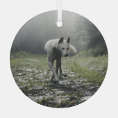 White Siberian Husky Glas Ornament (Achterkant)