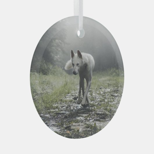 White Siberian Husky Glas Ornament (Voorkant Rechts)