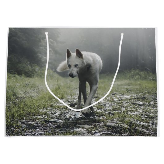 White Siberian Husky Groot Cadeauzakje (Voorkant)