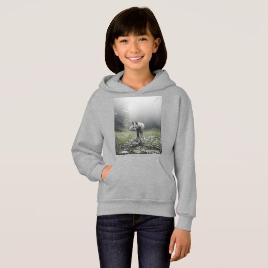 White Siberian Husky Hoodie (Voorkant volledig)