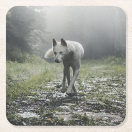 White Siberian Husky Kartonnen Onderzetters