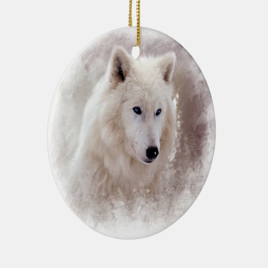 WHITE SIBERIAN HUSKY. KERAMISCH ORNAMENT (Rechts)