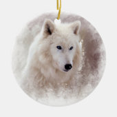 WHITE SIBERIAN HUSKY. KERAMISCH ORNAMENT (Voorkant)