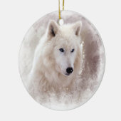 WHITE SIBERIAN HUSKY. KERAMISCH ORNAMENT (Links)