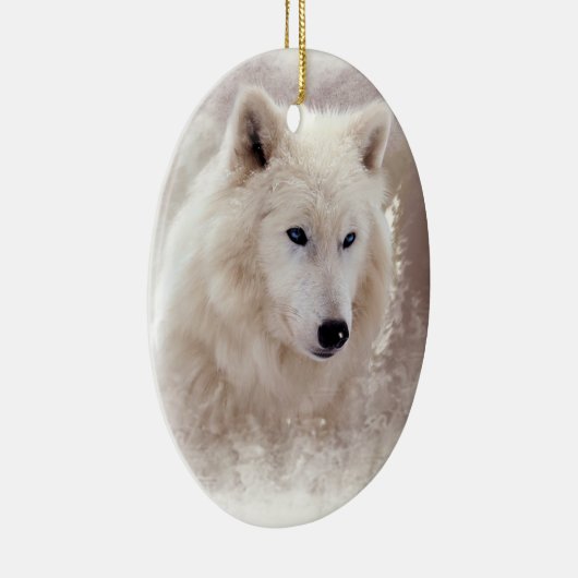 WHITE SIBERIAN HUSKY. KERAMISCH ORNAMENT (Rechts)