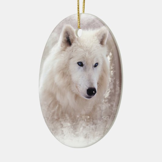 WHITE SIBERIAN HUSKY. KERAMISCH ORNAMENT (Links)
