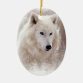 WHITE SIBERIAN HUSKY. KERAMISCH ORNAMENT (Voorkant)