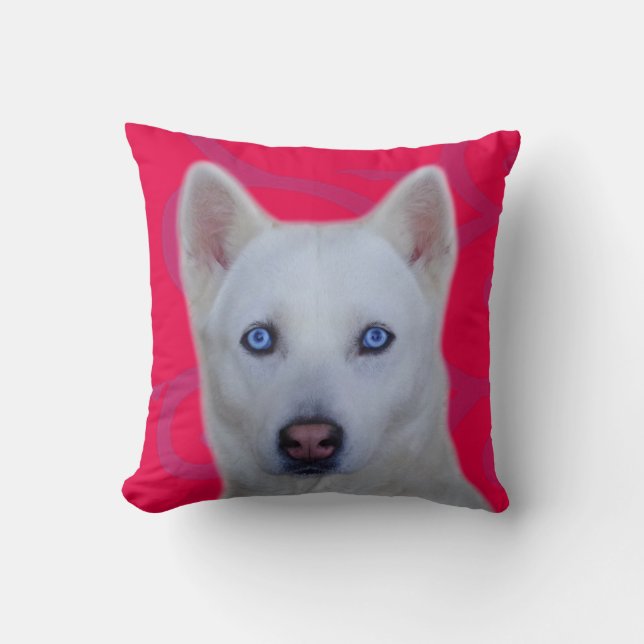 White Siberian Husky Kussen (Voorkant)