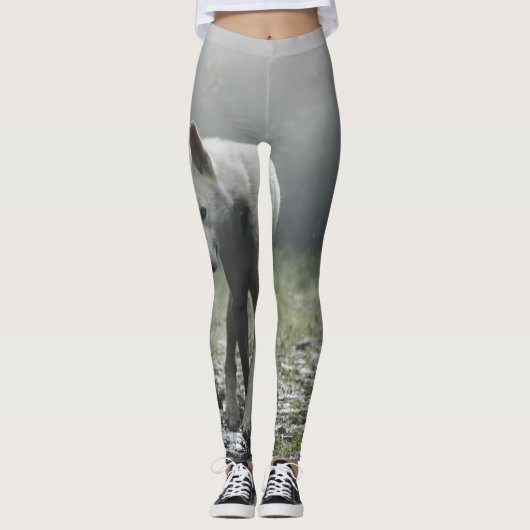 White Siberian Husky Leggings (Voorkant)